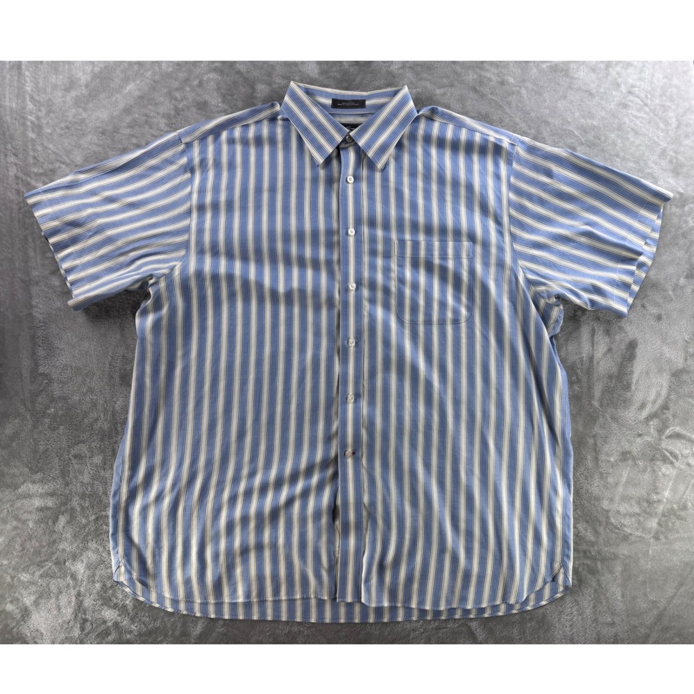 Daniel Cremieux Signature Shirt Mens XXL Blue Stripe Cotton‎ Preppy Casual Fit